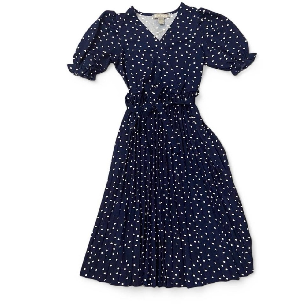 Navy Polka Dot Midi Dress